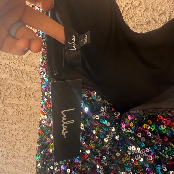 Lulus All that Dazzle Silver Multi Sequin Strapless Bodycon Mini Dress - Picture 6 of 10